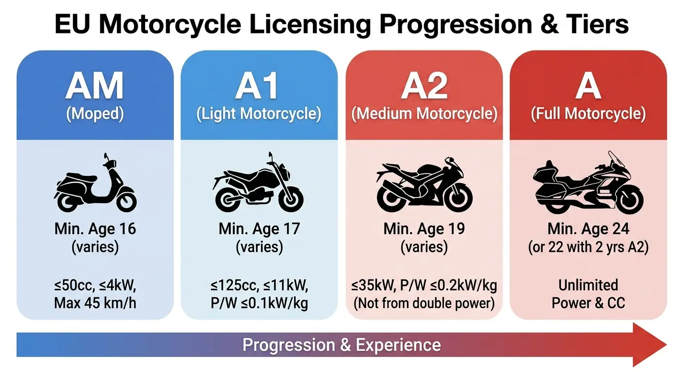 International motorcycle licensing comparison chart
