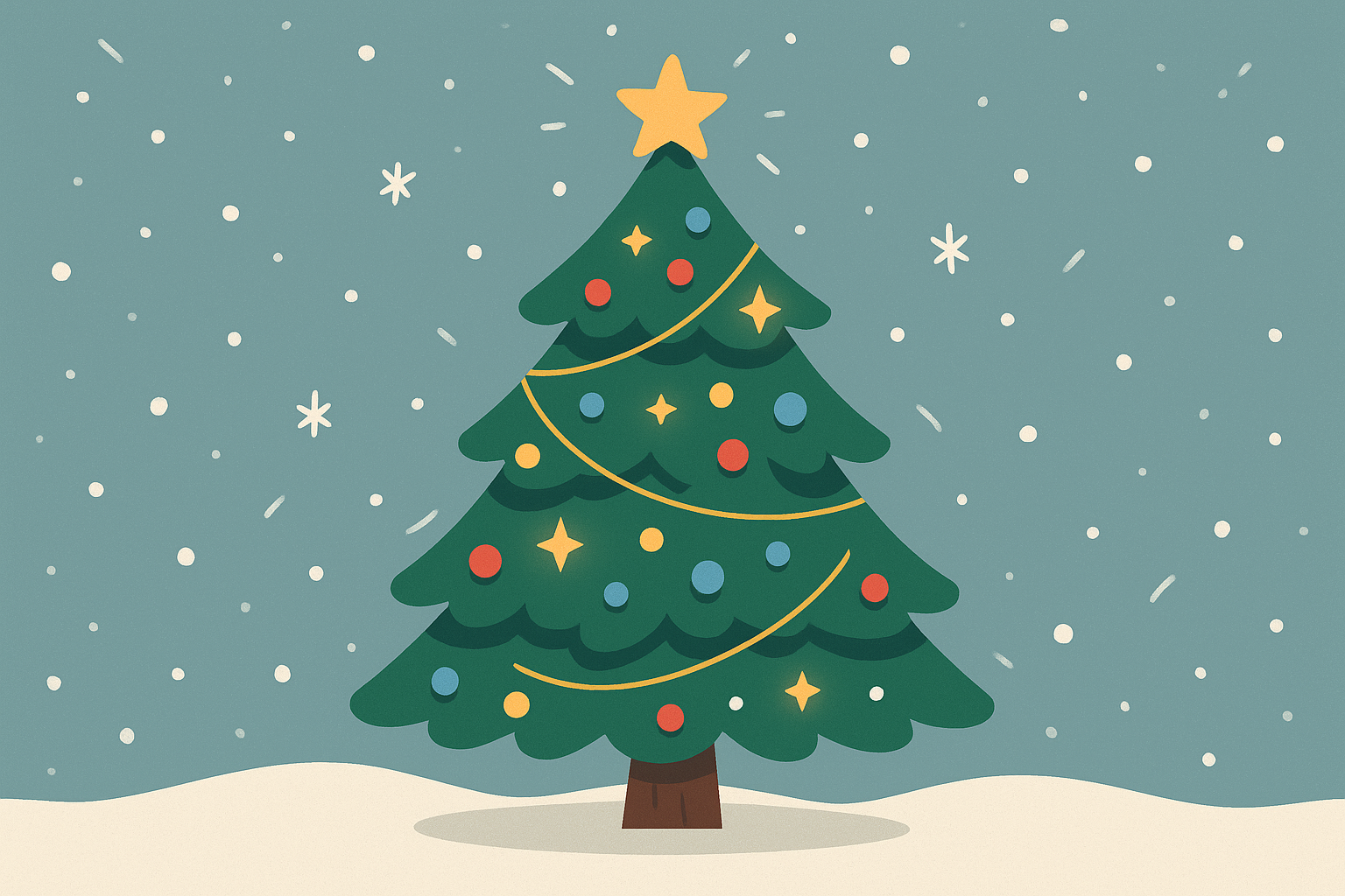 Animated Christmas tree wallpaper with twinkling lights
