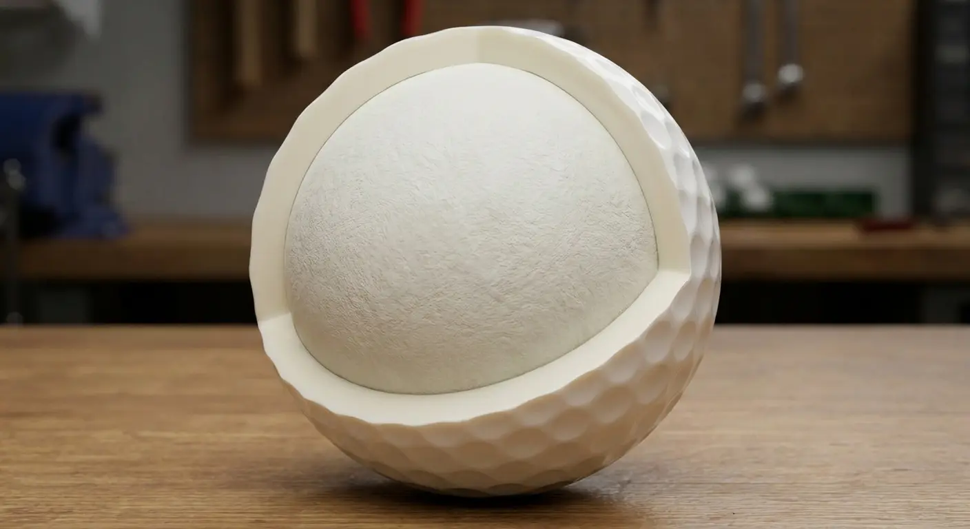 Two-piece golf ball construction diagram