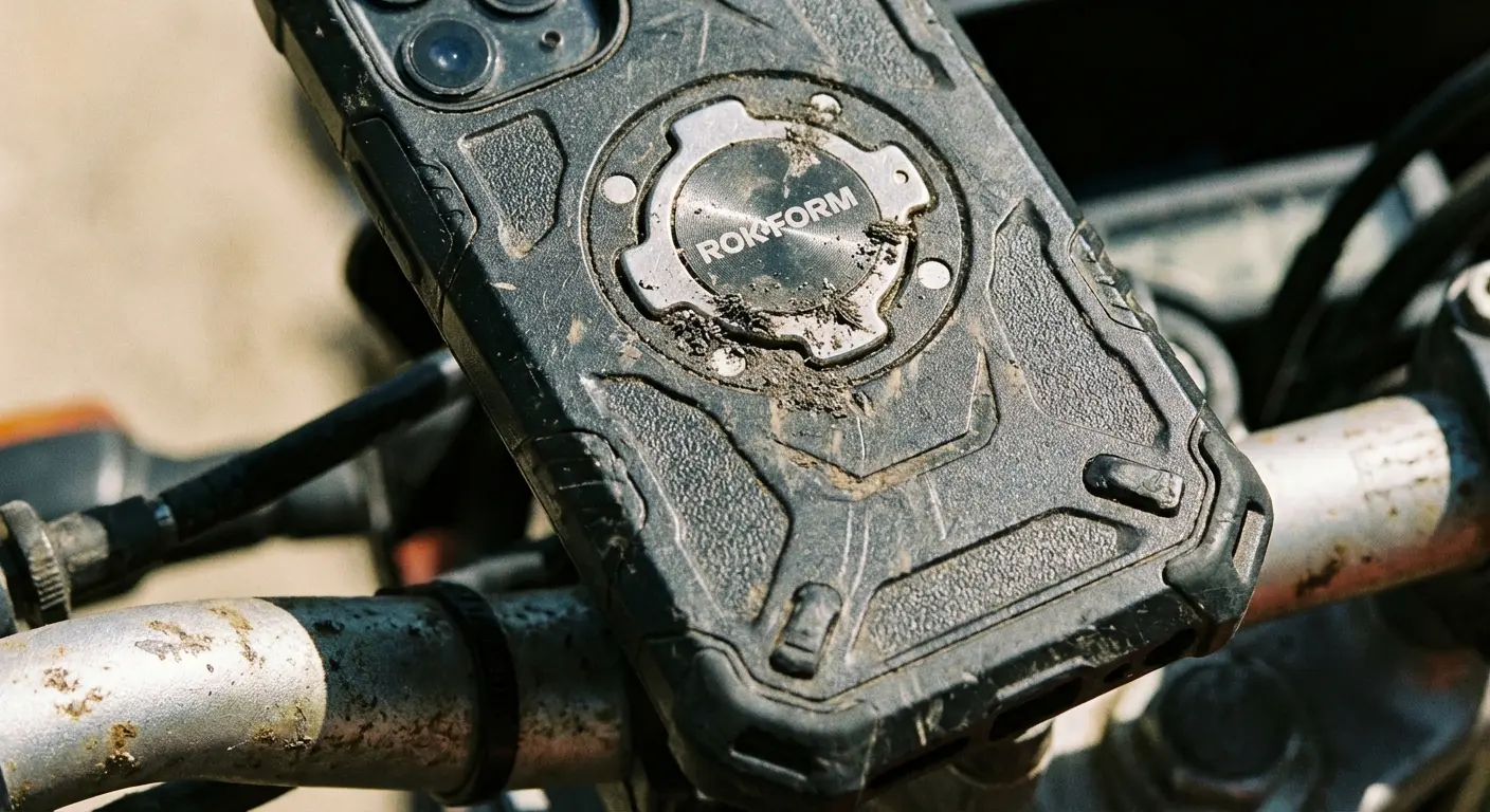 Rugged Rokform case demonstrating drop protection on concrete