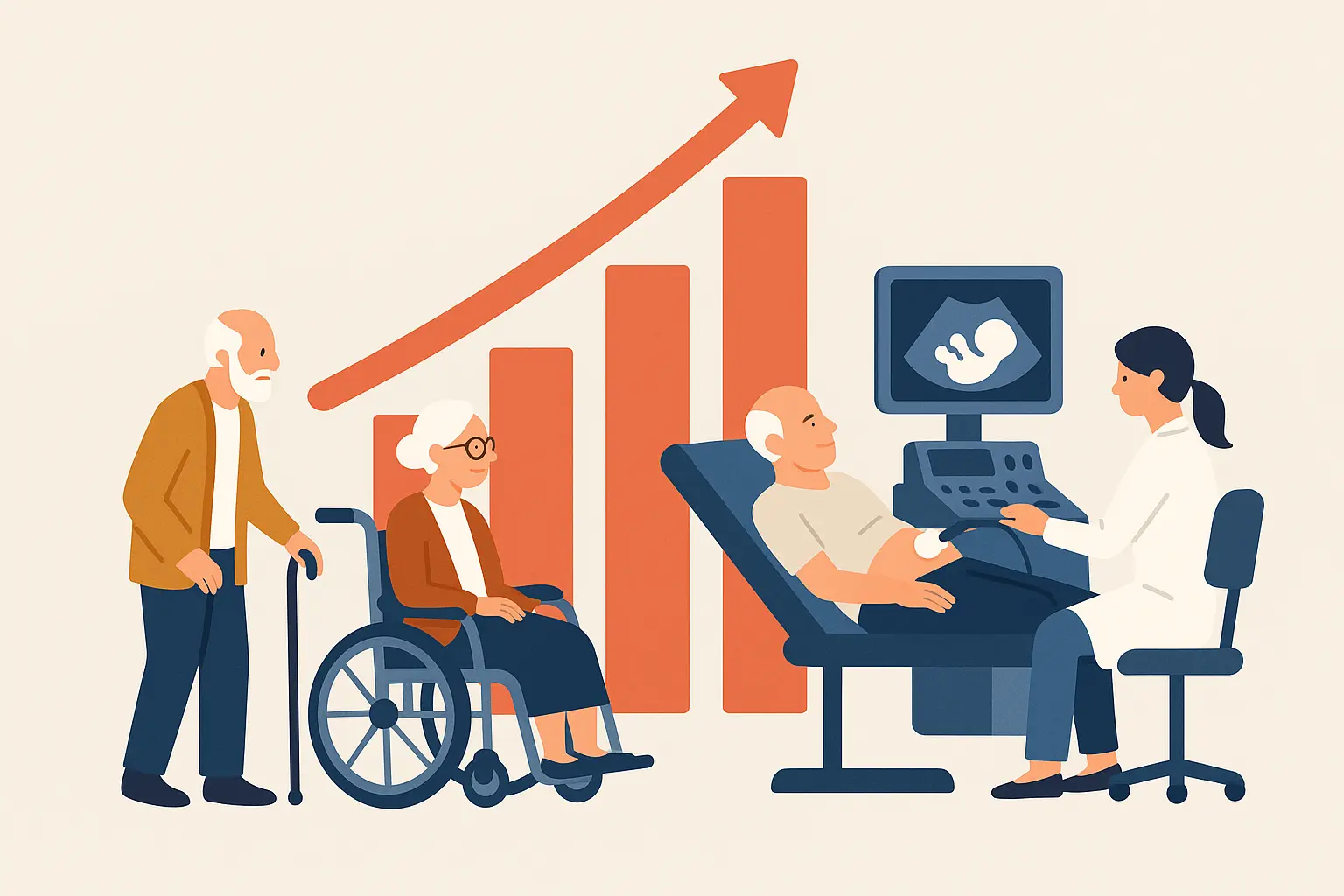 Elderly patients receiving ultrasound diagnostic services