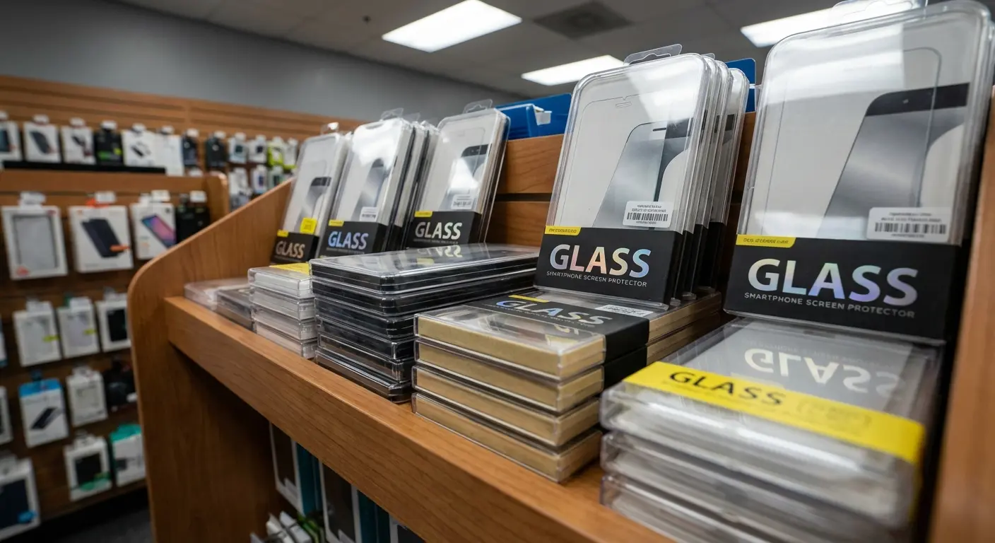 Screen protector material comparison on smartphone