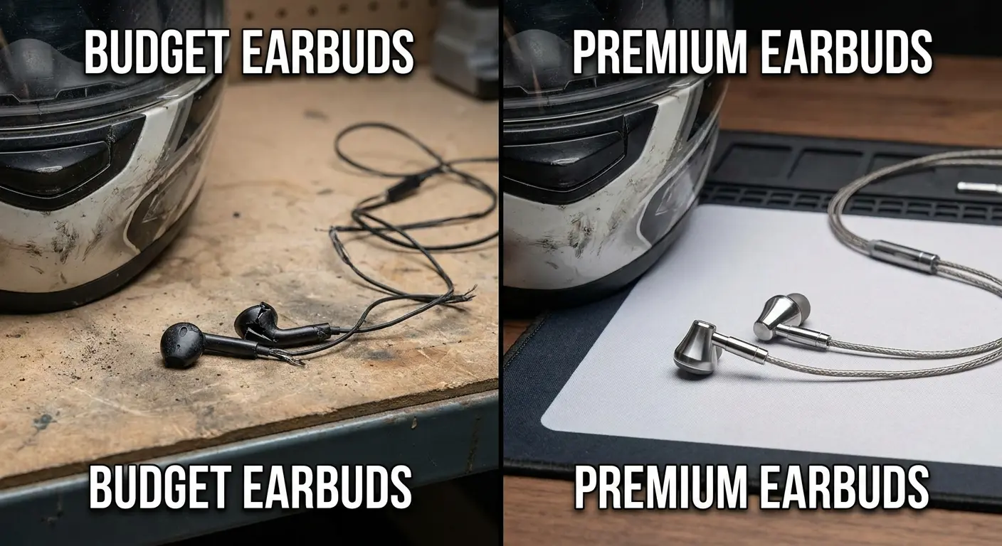 durable motorcycle earbuds construction materials