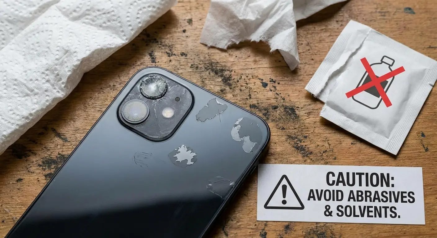 Damaged lens from improper cleaning materials