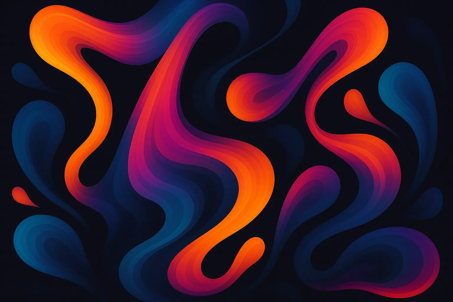 Digital fluid art with organic flowing shapes and smooth color transitions