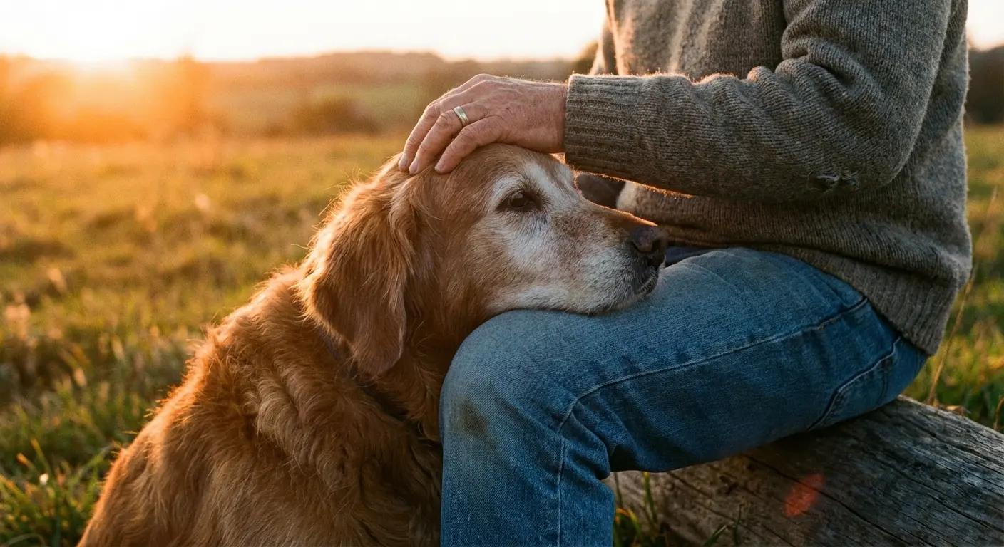 An elderly person with their faithful dog
