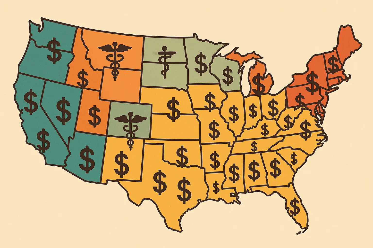 US map showing phlebotomist salary by state