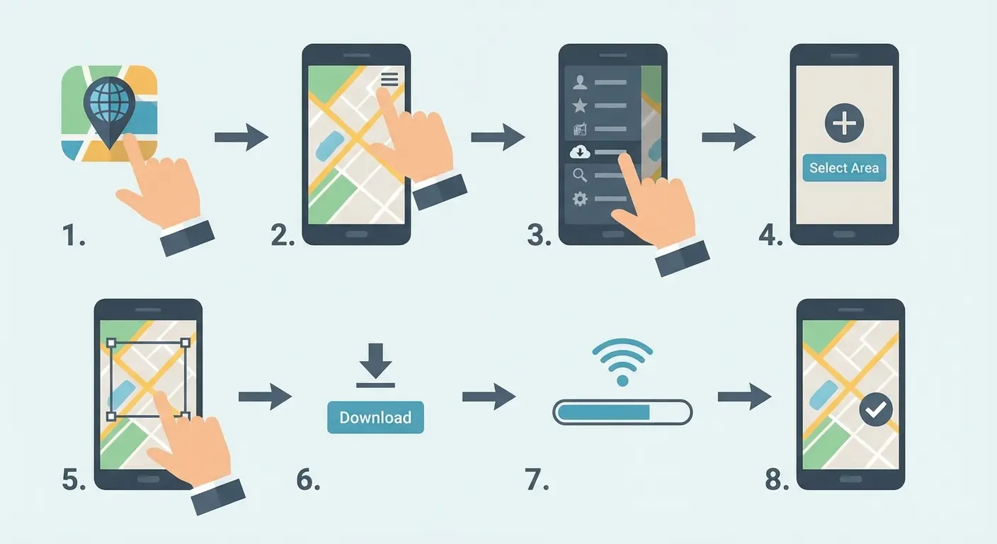 Google Maps offline download interface