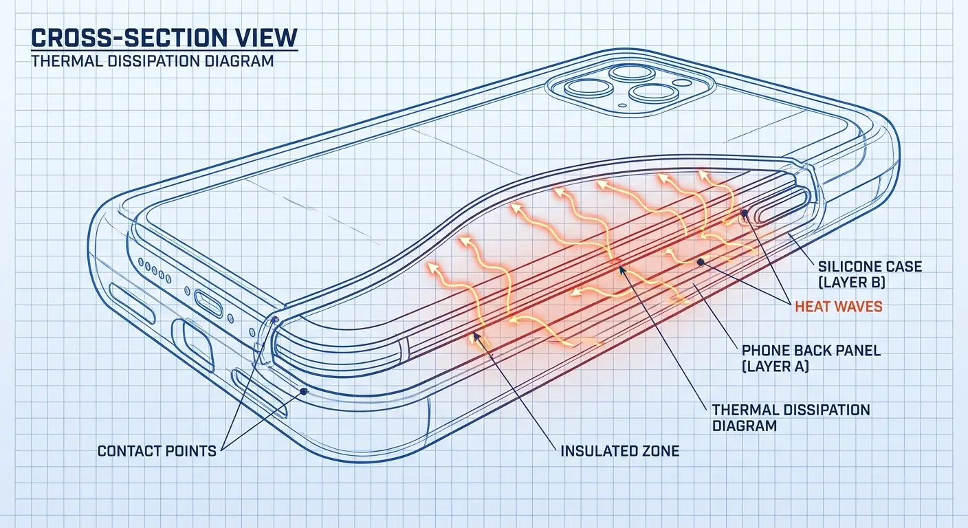 Phone case thermal contact point diagram