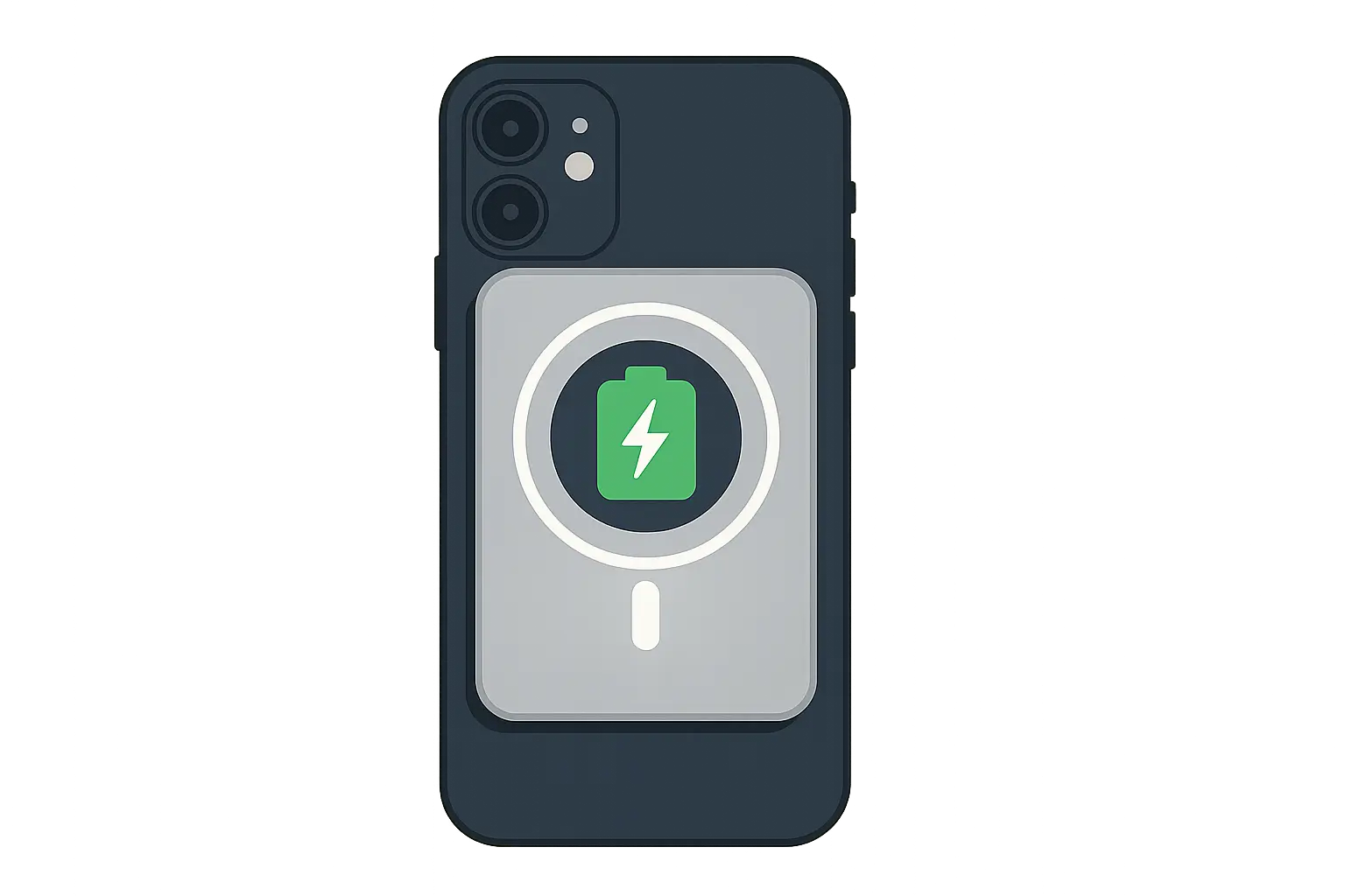 MagSafe power bank attached to iPhone showing wireless charging