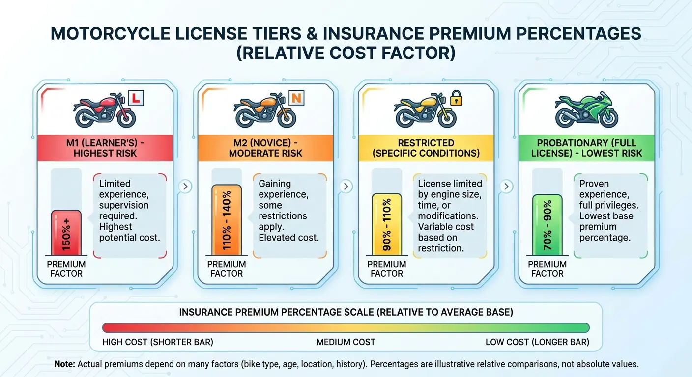 Insurance policy documents with motorcycle license
