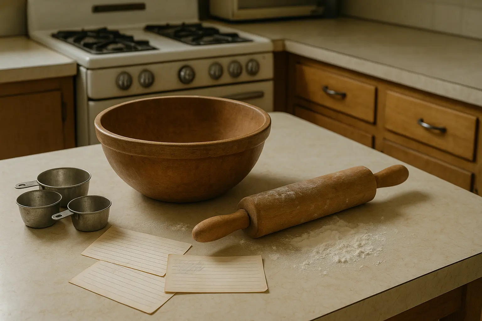 Traditional grandmother cooking in kitchen