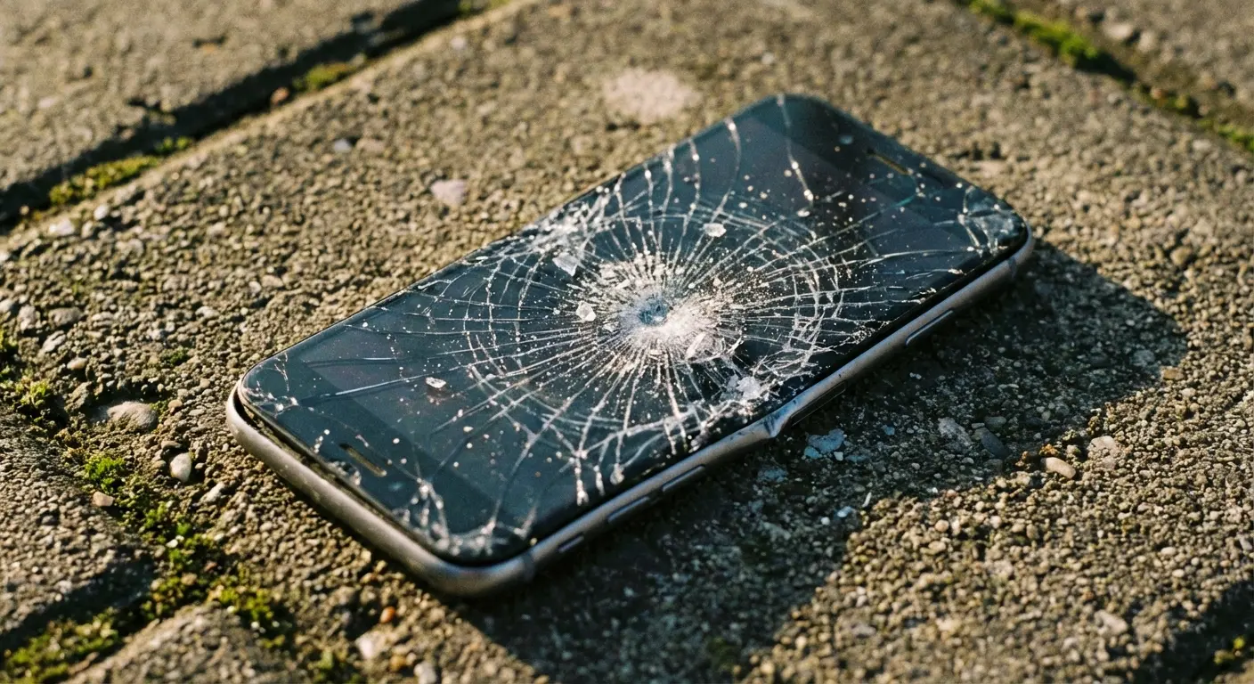 Damaged iPhone with shattered screen