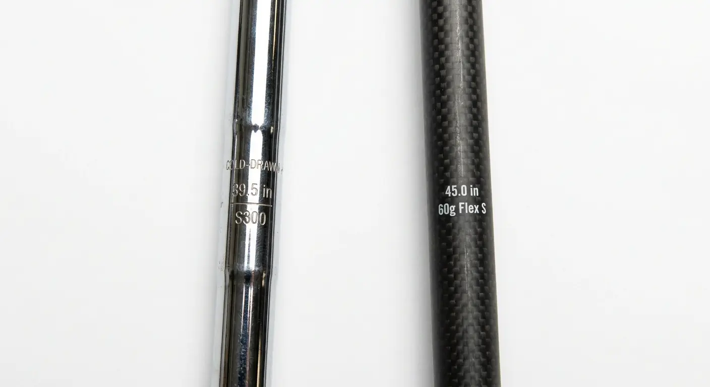 Graphite golf shaft close-up