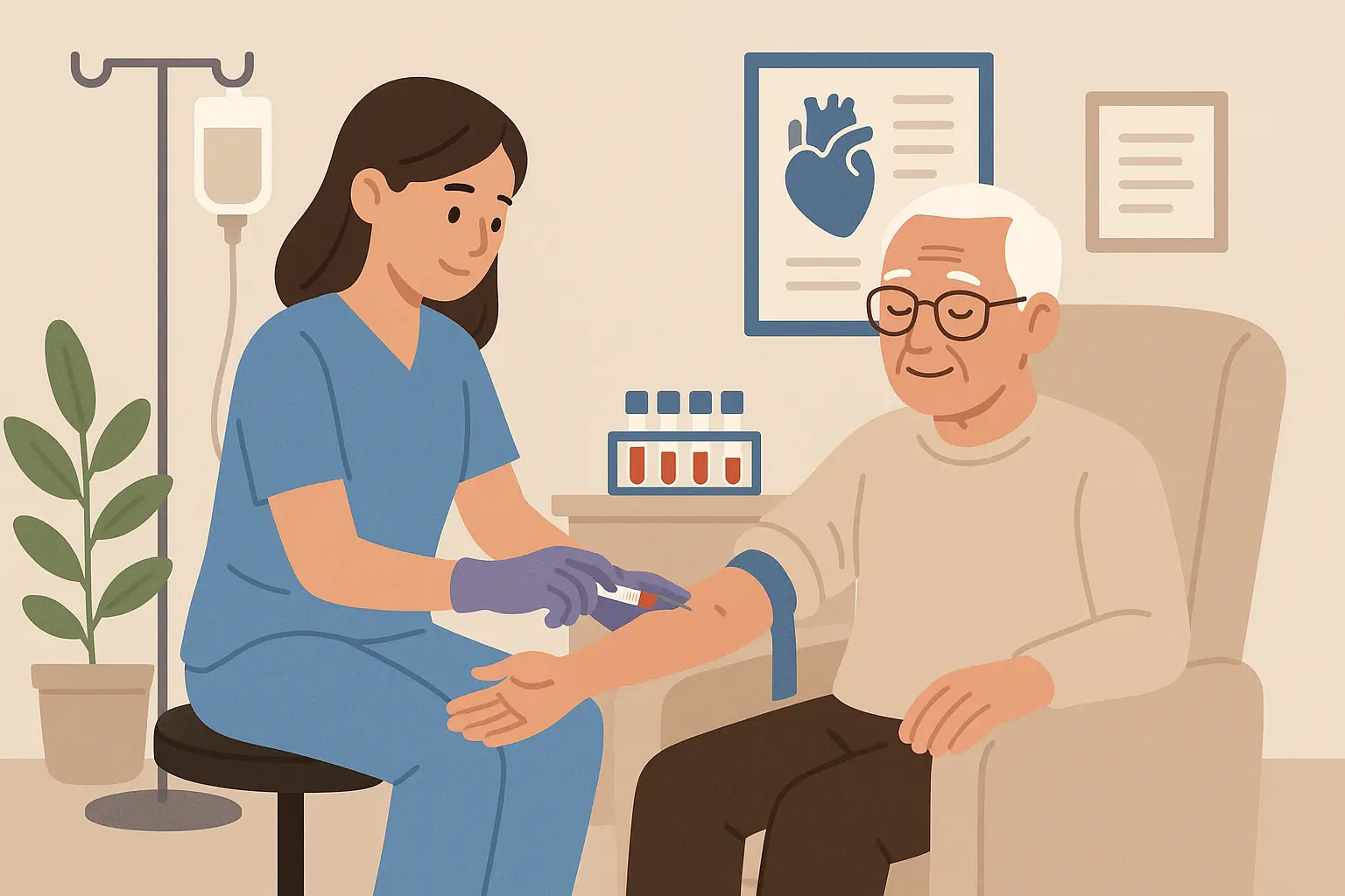 Elderly patient receiving phlebotomy services