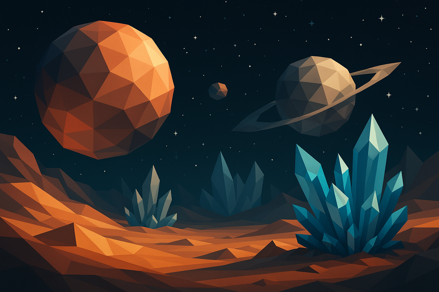 Low-poly artistic space landscape design