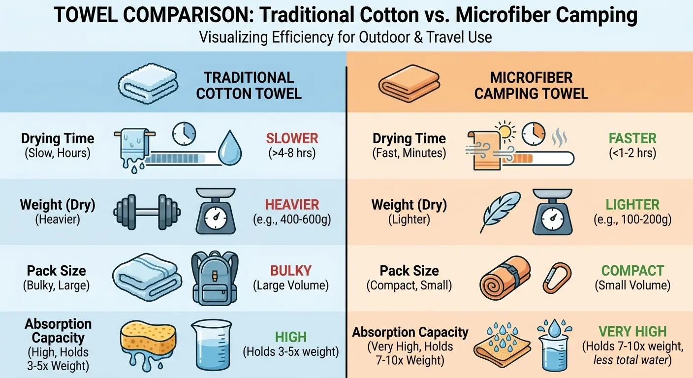Quick drying microfiber camping towel