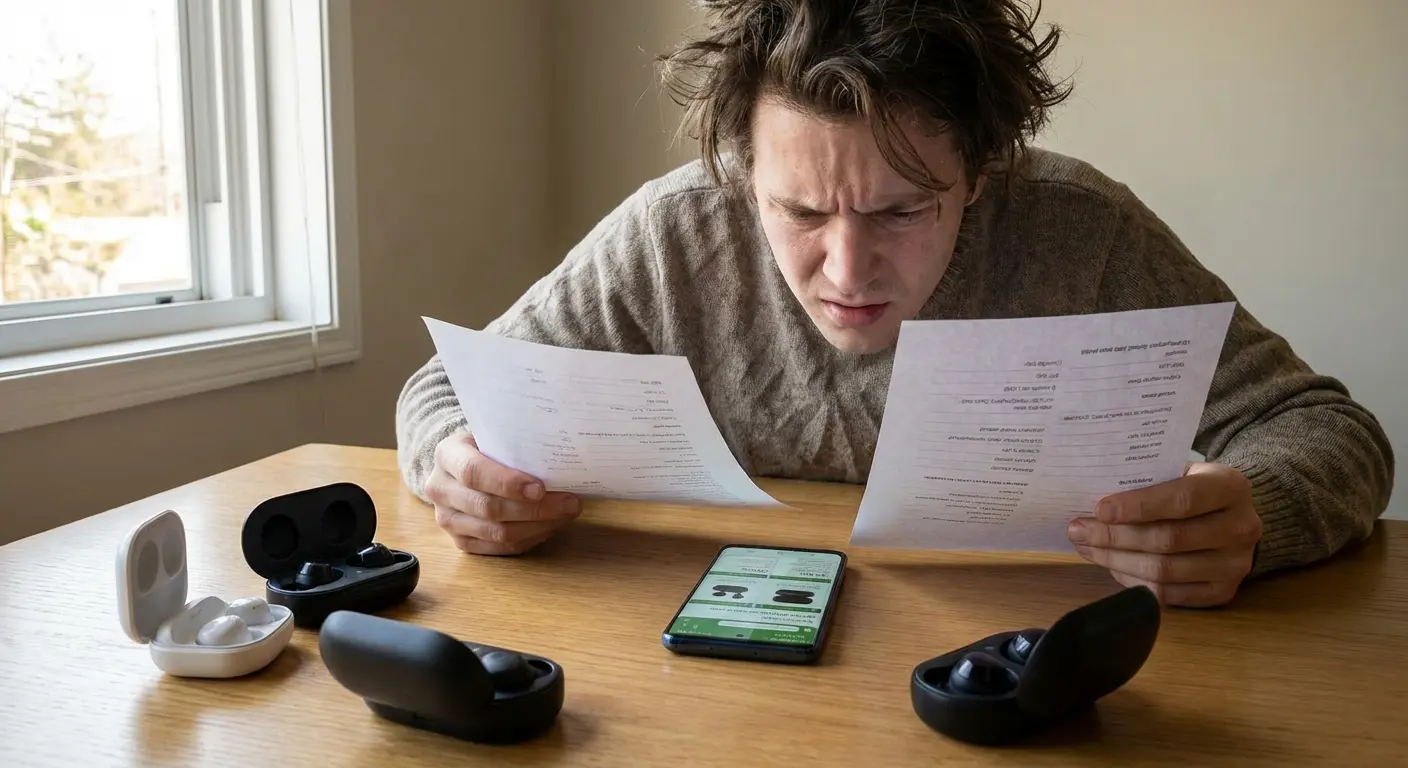Person wearing wireless earbuds outdoors