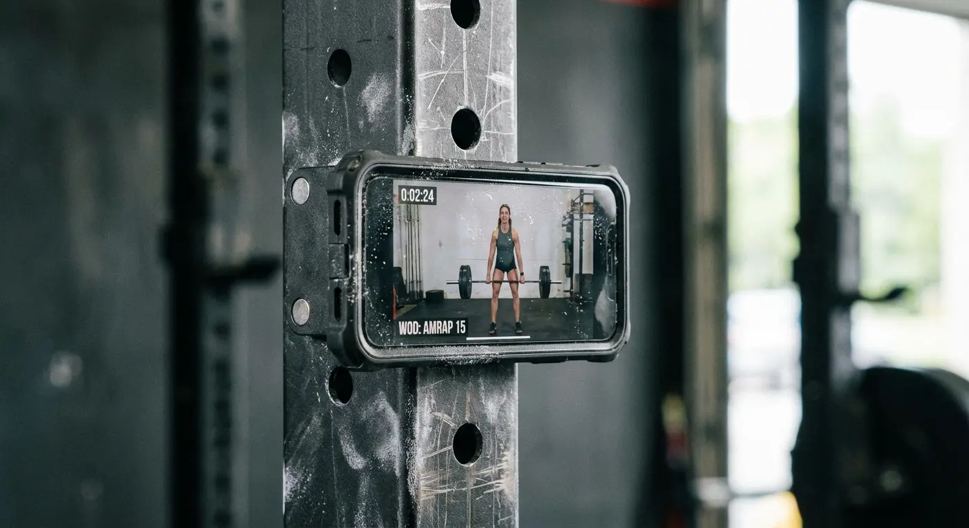 Rokform case magnetically attached to a gym machine