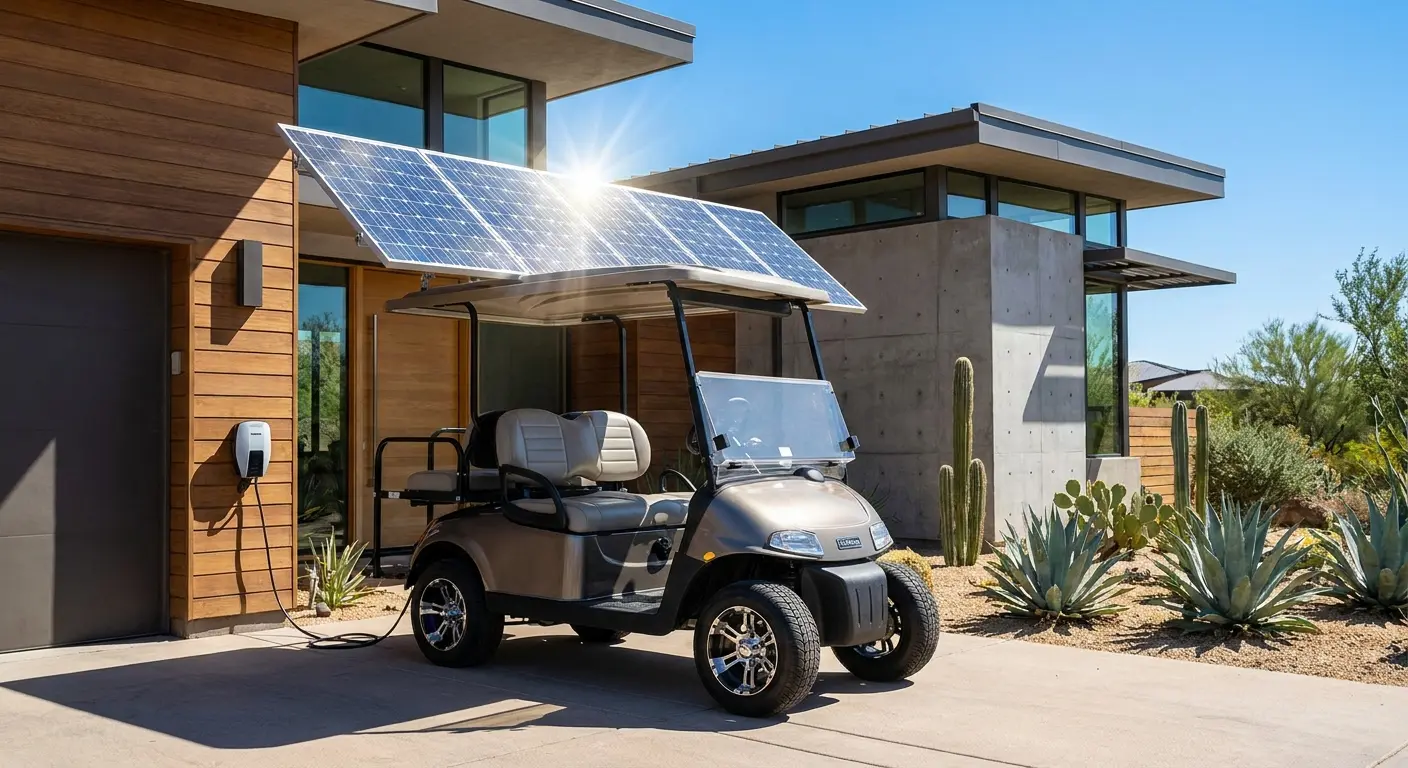Solar-assisted electric golf cart with roof panels