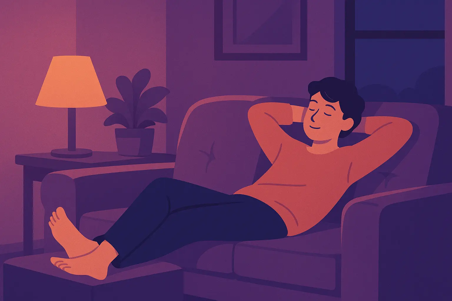 Person relaxing in evening setting with cannabis vaporizer