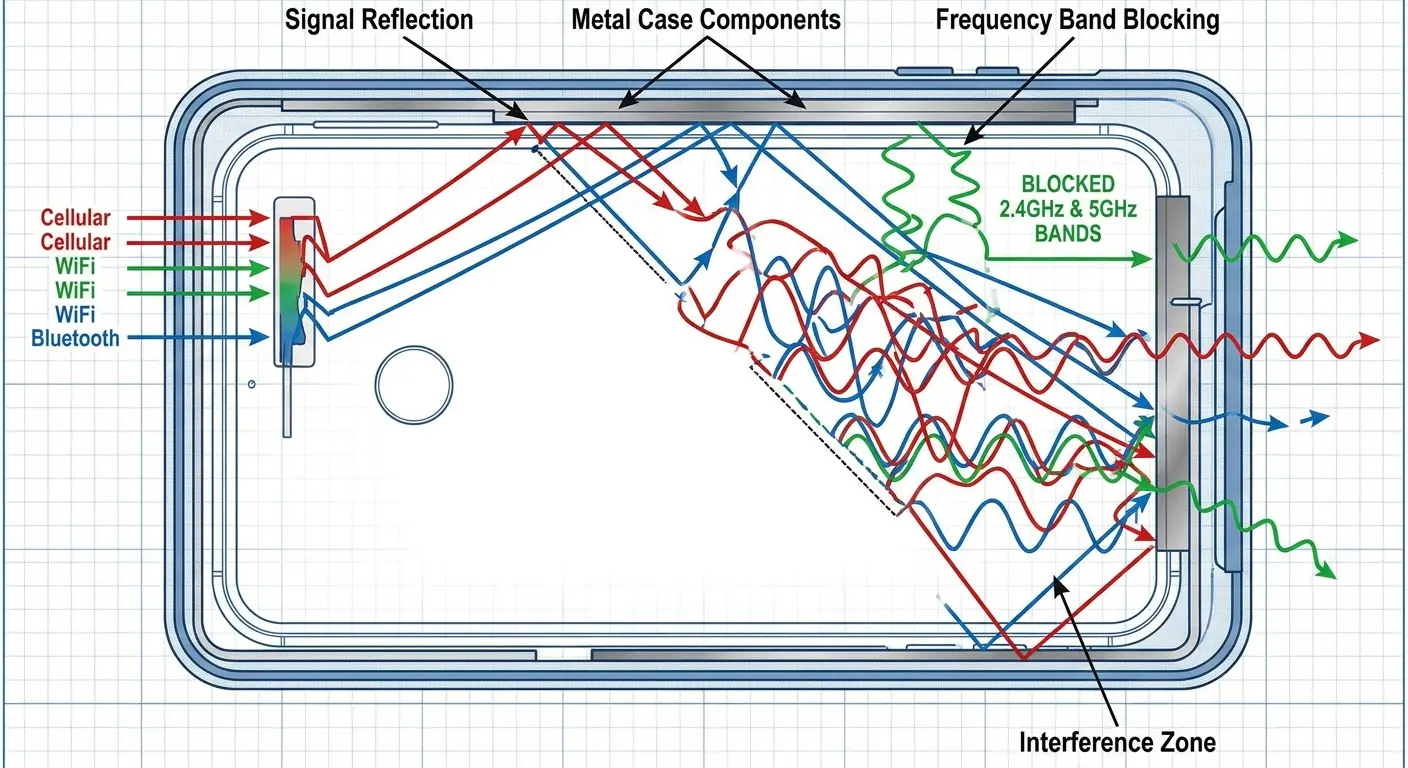 Magnetic mount plate interference with phone antenna