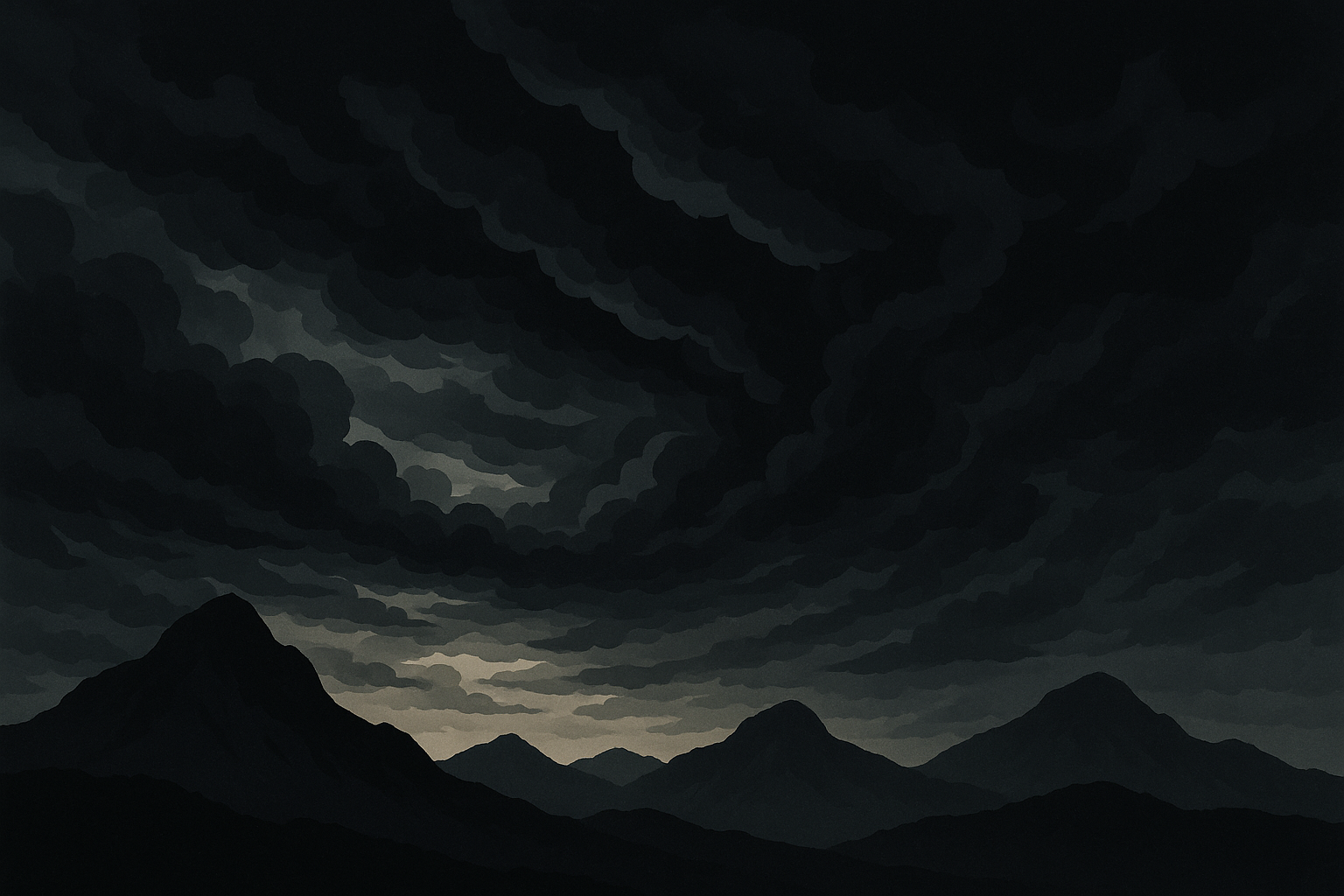 Dramatic storm over mountain peaks wallpaper