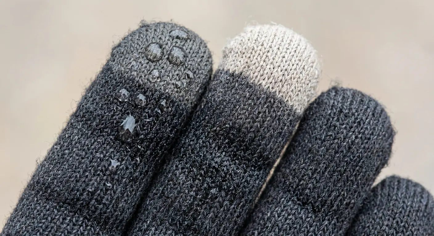 Moisture damage to touchscreen glove conductivity