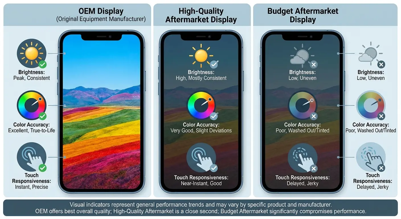Phone screen comparison showing quality differences