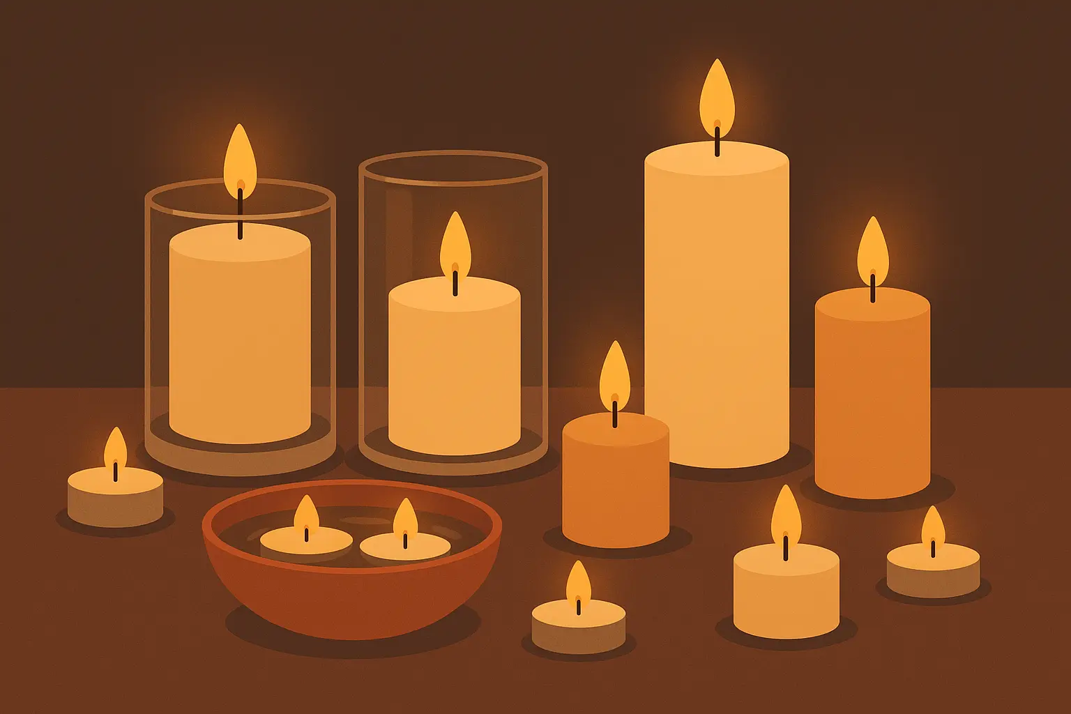 Candle arrangement creating warm memorial atmosphere