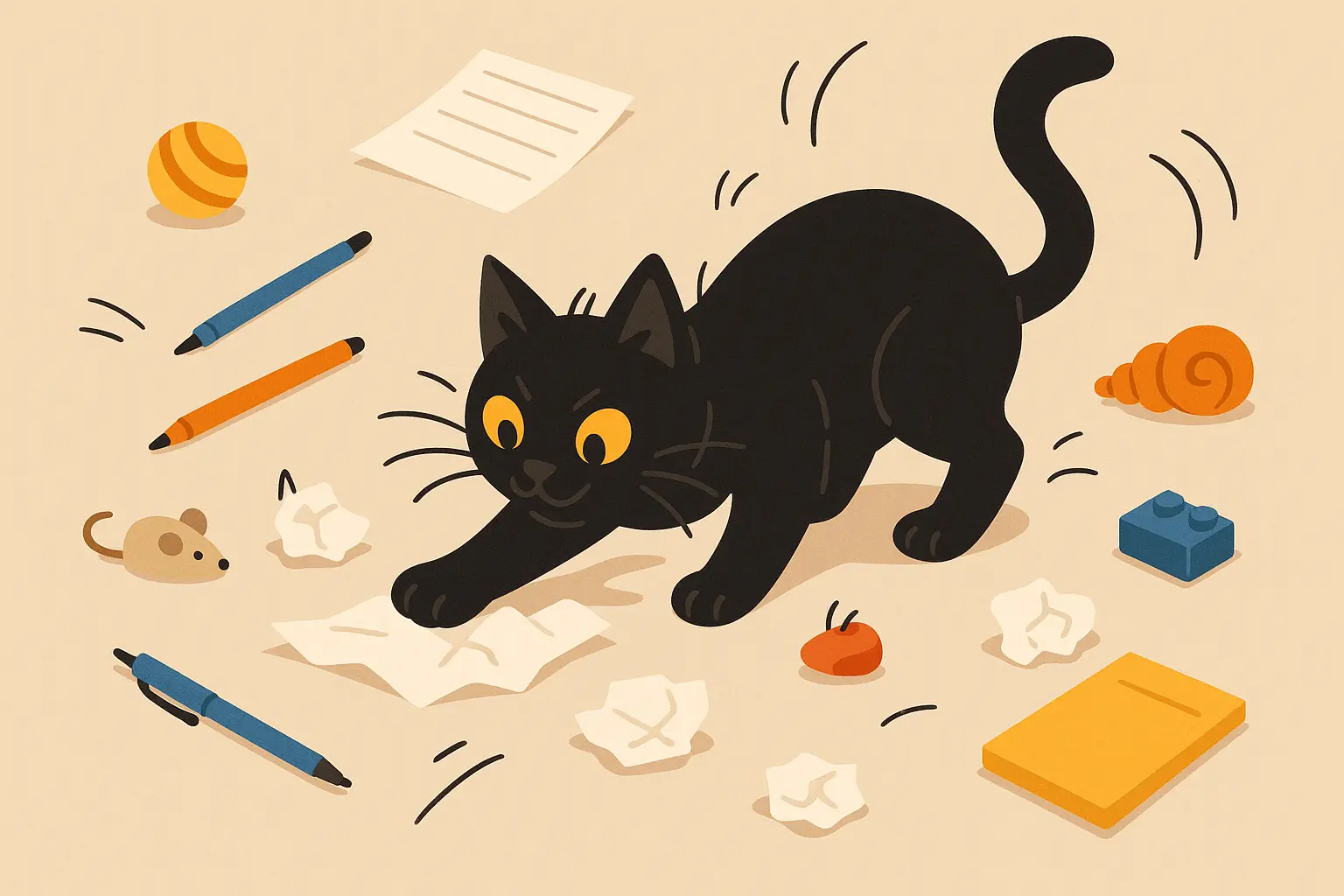 Playful cat engaging in mischievous behavior