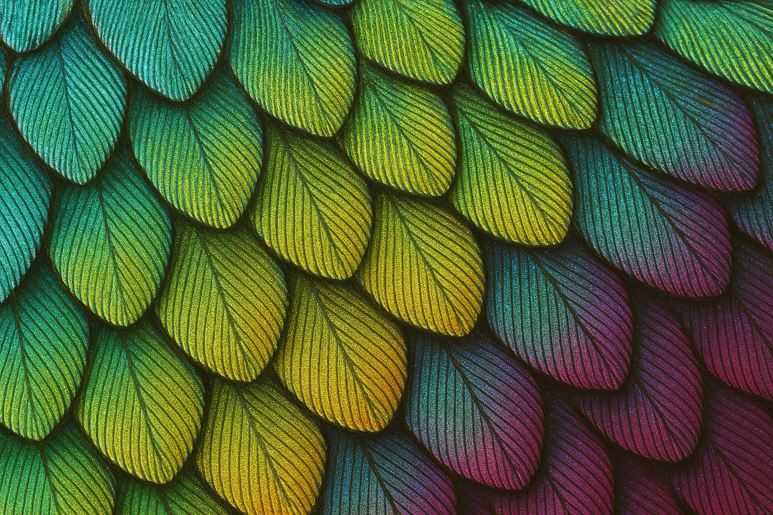 Extreme close-up of iridescent hummingbird feather details