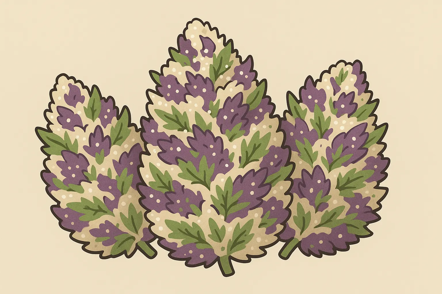 Oreoz strain buds showing purple and green coloration