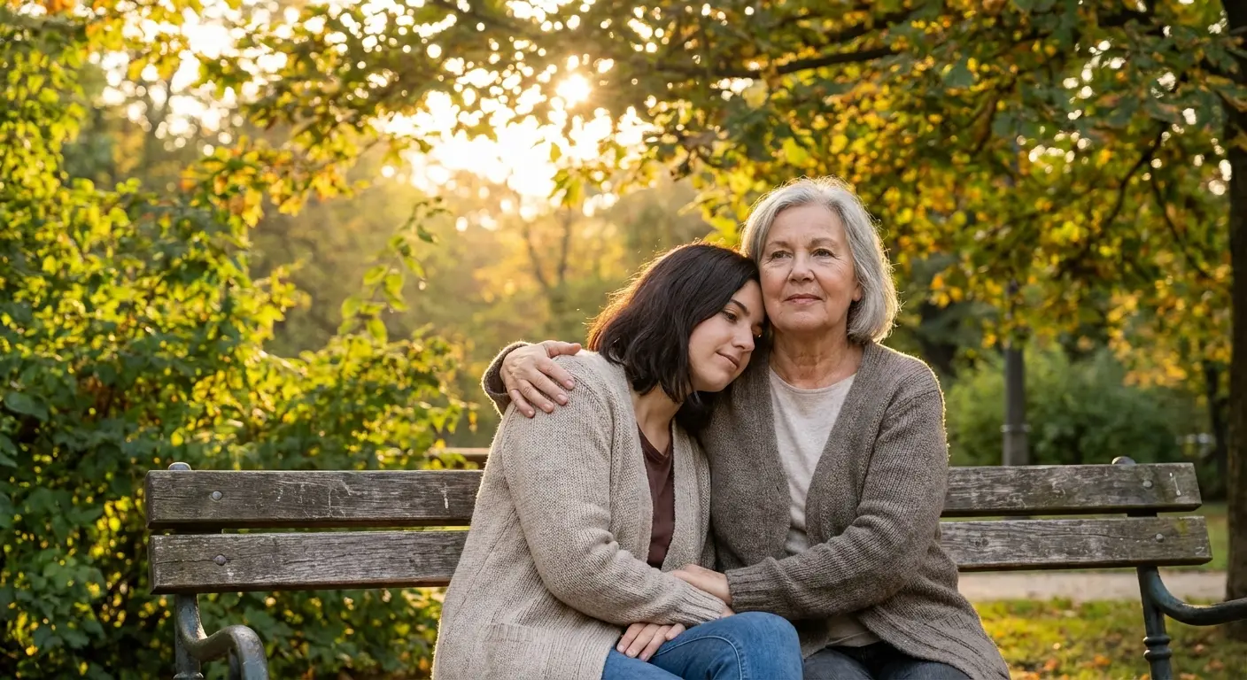 Aunt holding young niece acting as a second mother figure