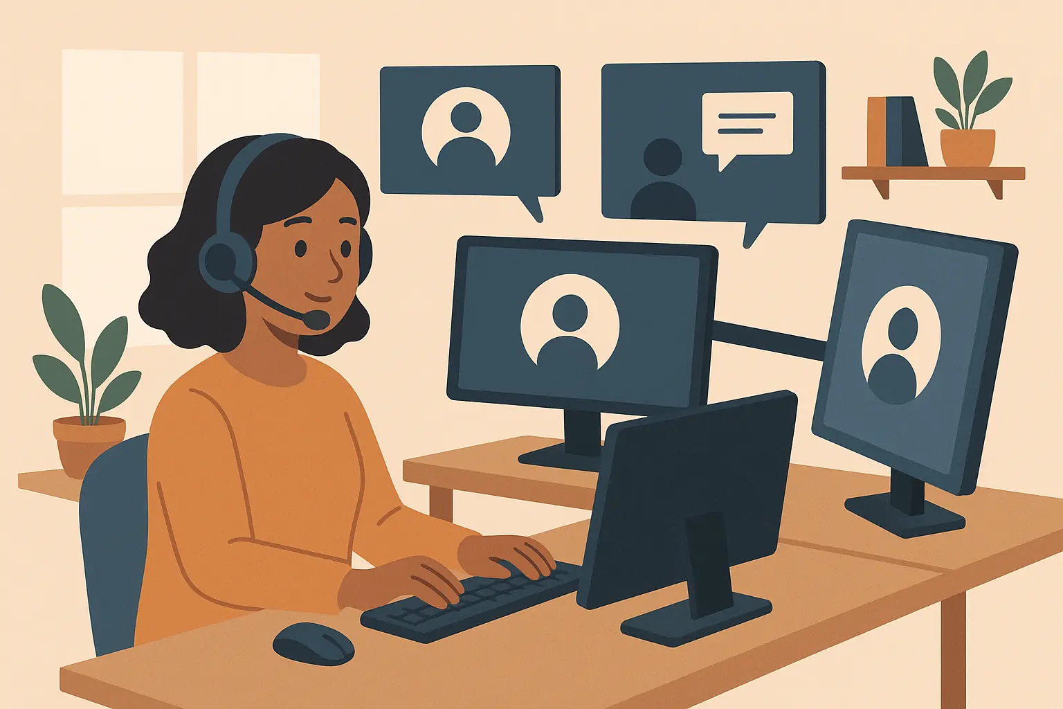 Virtual receptionist working from home office
