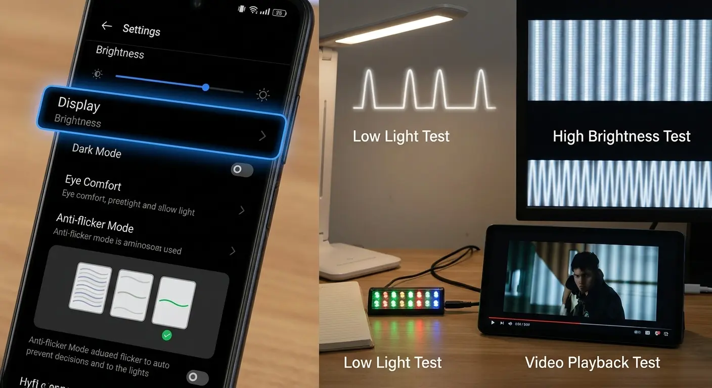 Hardware versus software flickering comparison