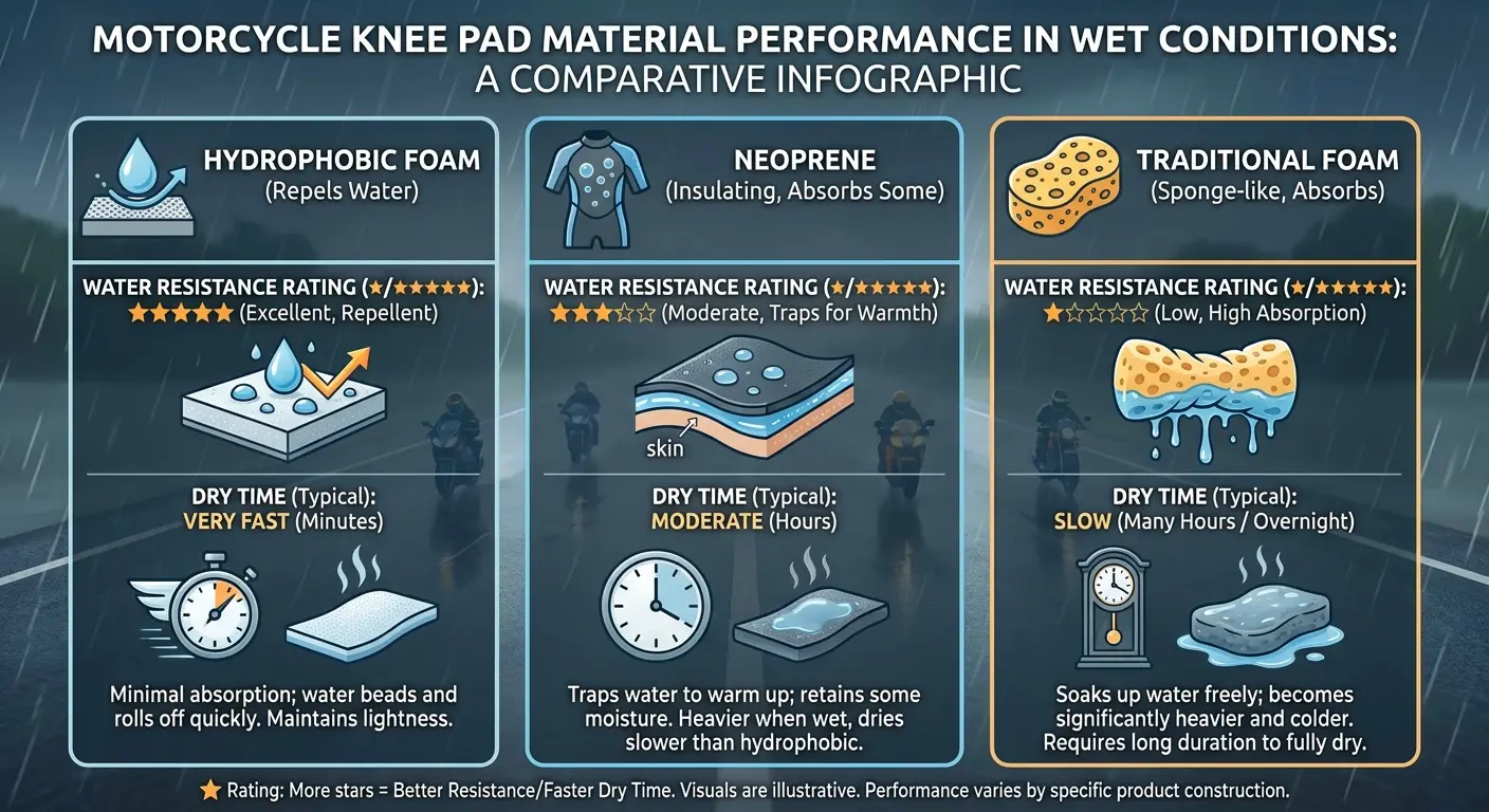 Weather-resistant motorcycle knee guard materials comparison