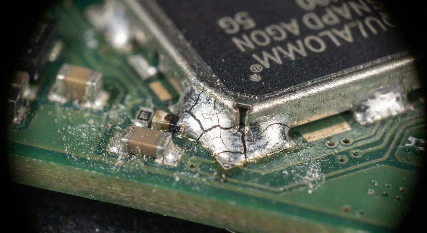 Solder joint failure on phone circuit board