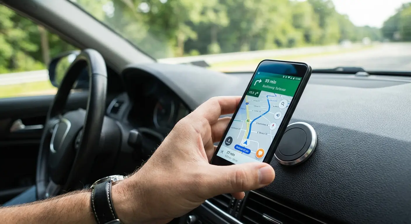 Rokform magnetic phone mount in vehicle for quick access