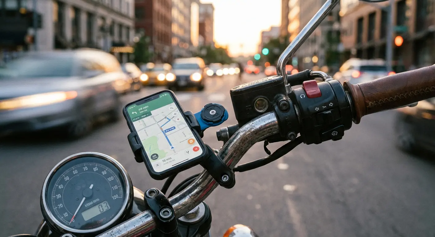 RokLock twist lock system on motorcycle handlebar mount