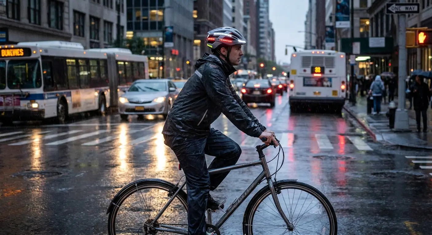 Urban commuter helmet with integrated lights