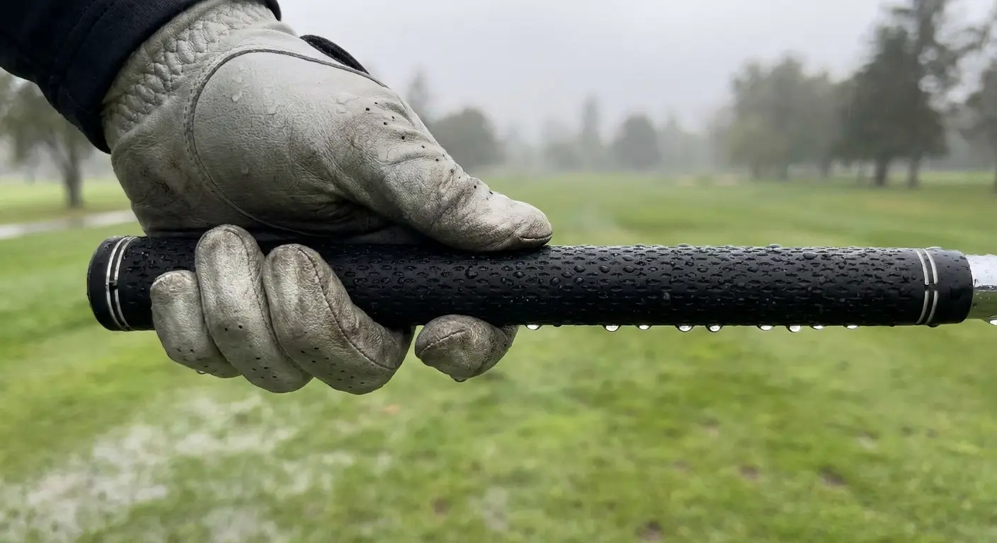 Rubber compound golf grip texture close-up