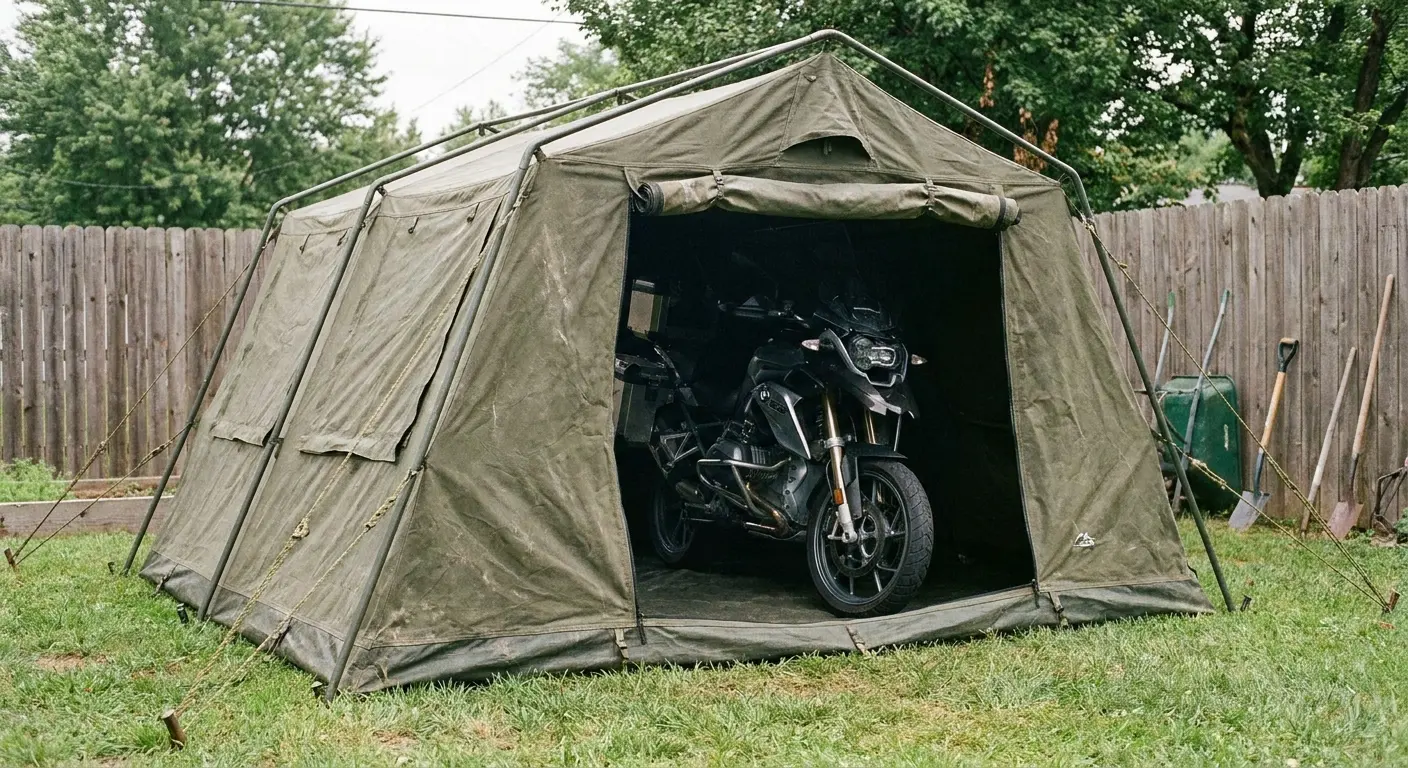 Heavy-duty motorcycle tent shelter