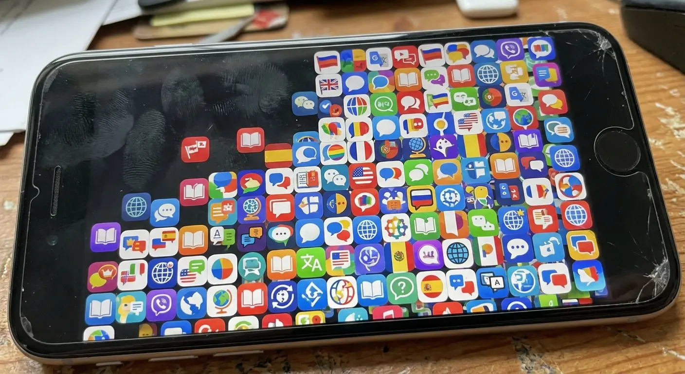 A cluttered smartphone screen showing App Overload