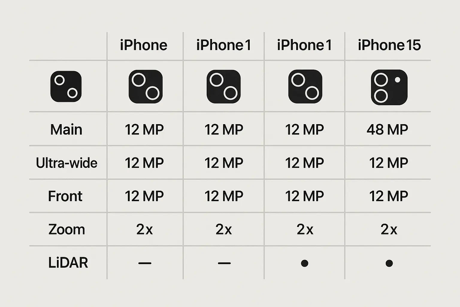 iPhone camera performance comparison chart