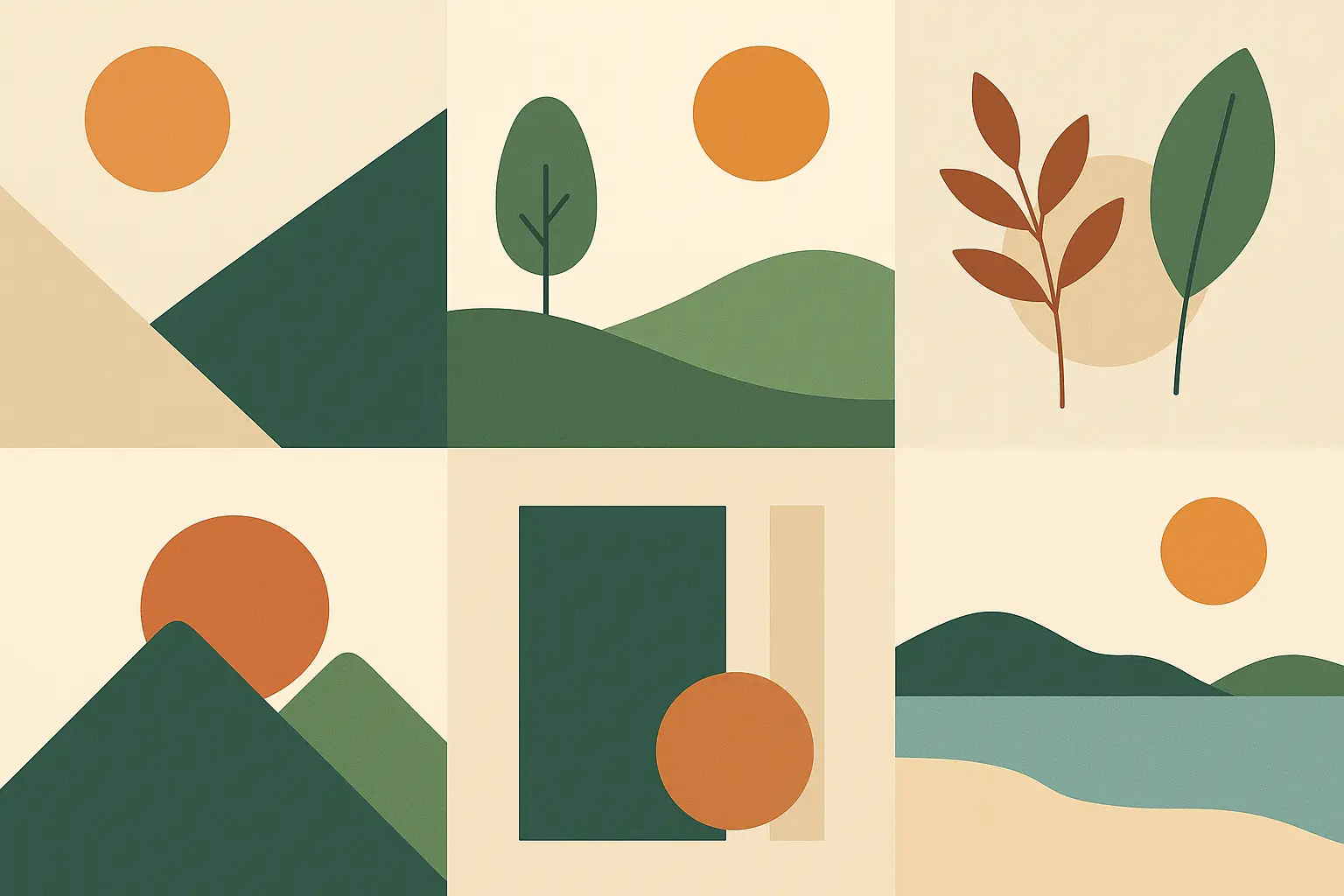 Grid of 25 minimalist phone wallpapers across different categories