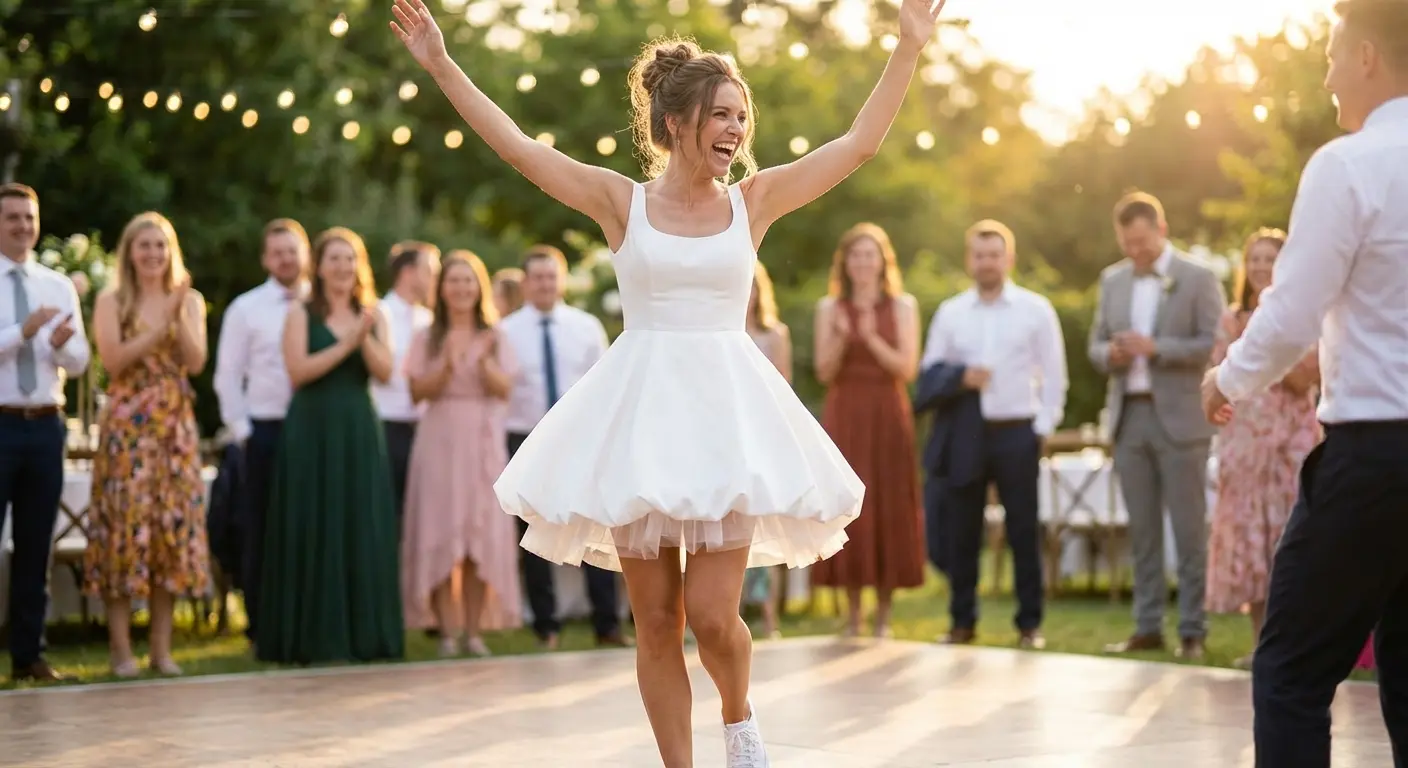 Bubble hem wedding dress trend