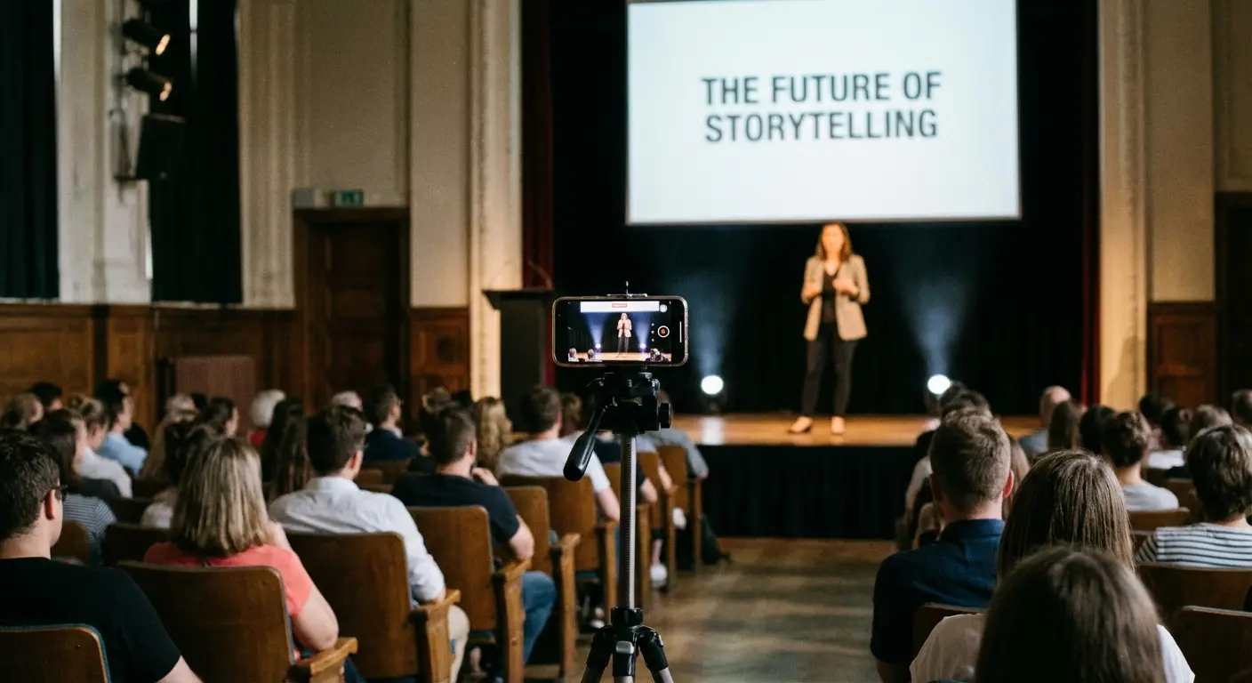 Guests using technology at a memorial service