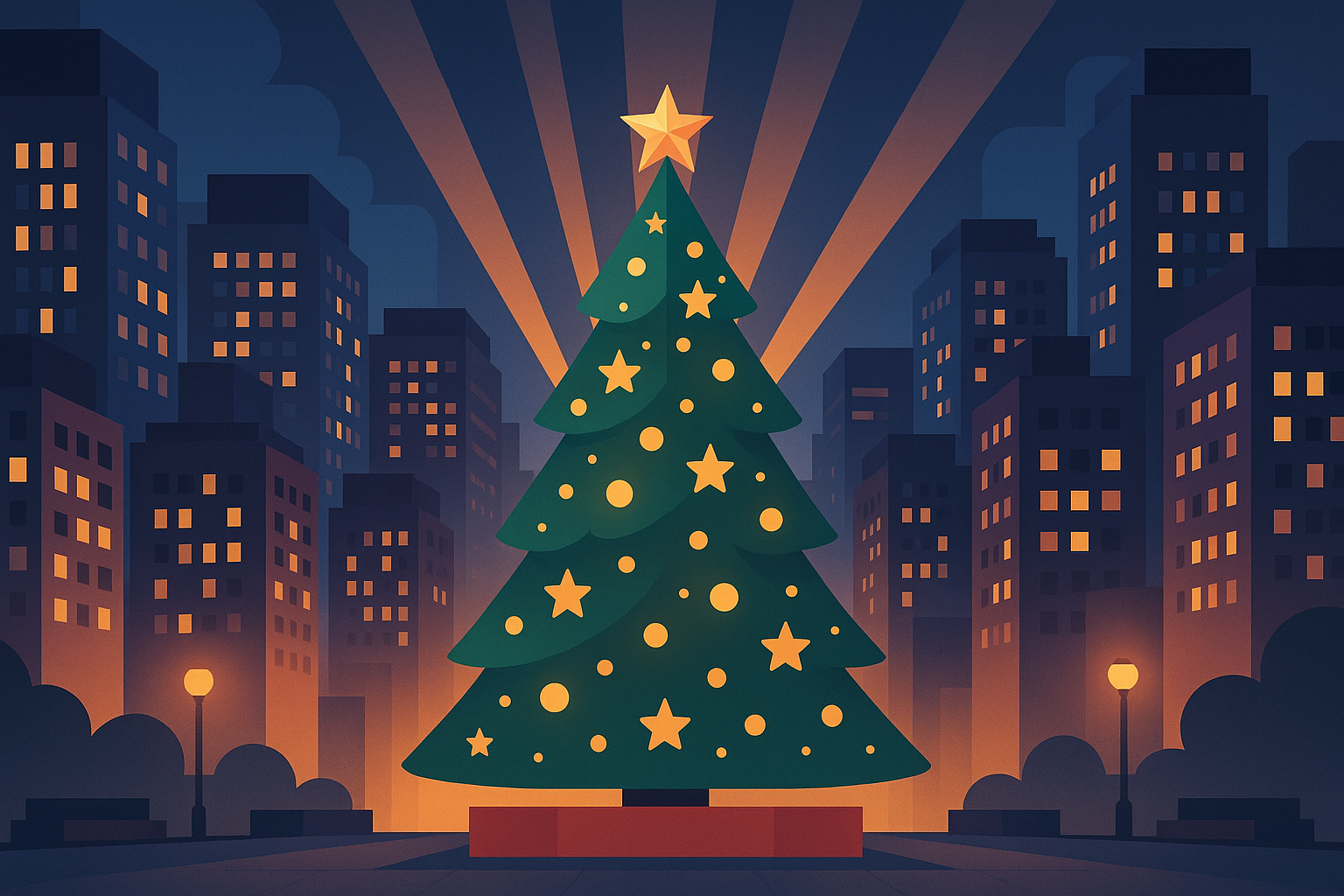 Urban Christmas tree display wallpaper