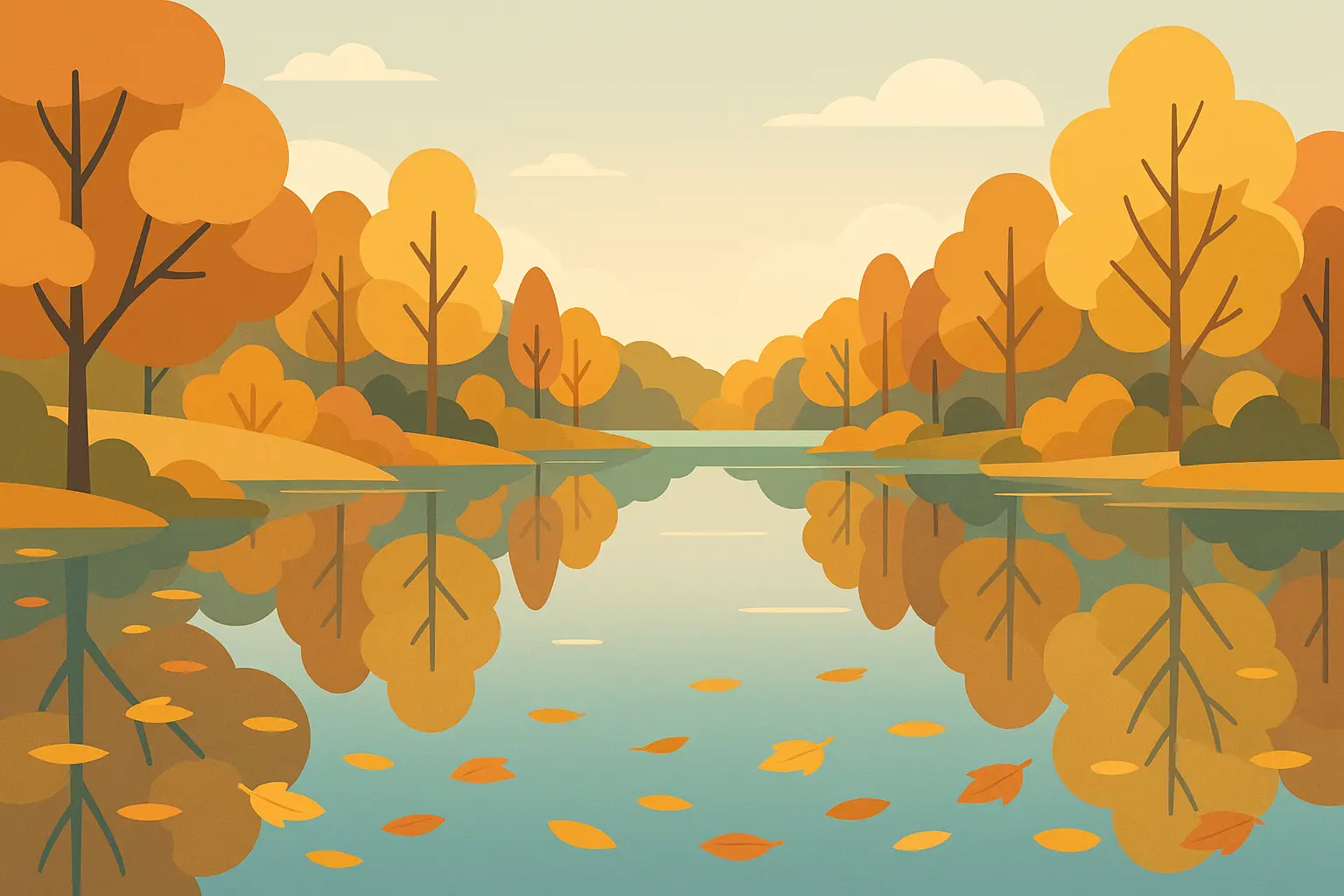 Autumn lake reflection wallpaper